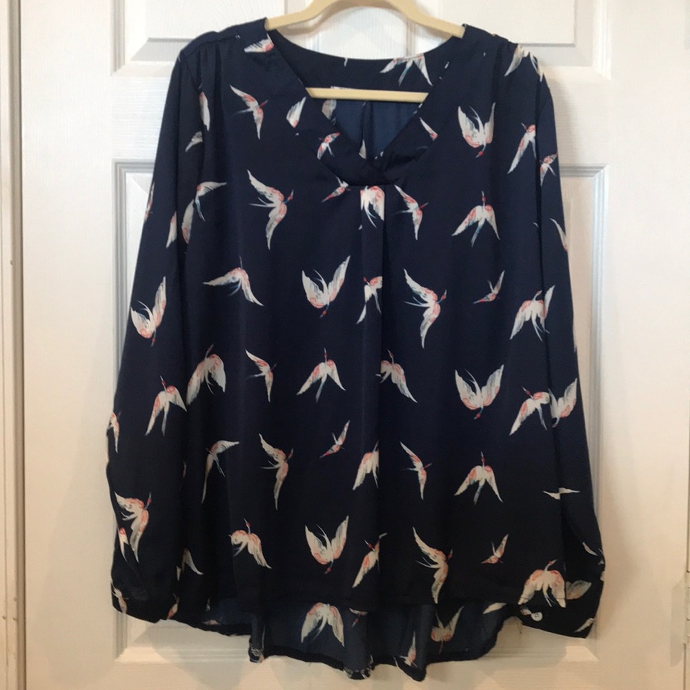 Adorable Navy Bird Blouse